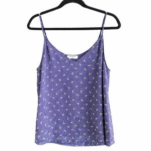 Babaton Blue Celestial Crescent-Print Silk Camisole